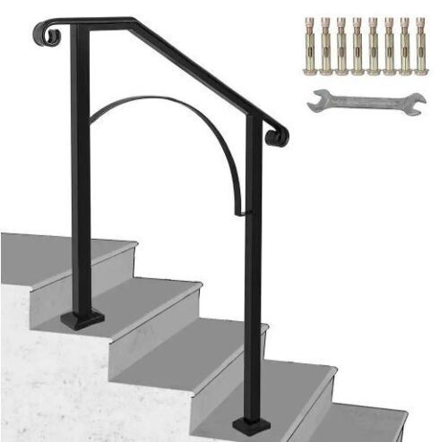 VEVOR 2 ft. Wrought Iron Handrail Fit 2 or 3 Steps  - Lot 542