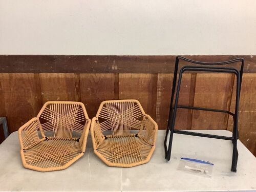 Rattan Woven Counter Stools - Missing Some Hardware  - Lot 564