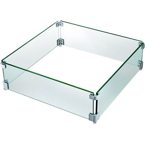 VEVOR Fire Pit Wind Guard 21 x 21 x 6 Inch, 5/16 Inch Thickness Glass with Non-Slip Feet - Lot 561