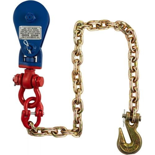 VEVOR 2ton Snatch Block with Chain, 4400 lbs Capacity, 3'' Single Sheave Block w/Swivel Hook, G70 Chain, Fit 3/8'' Wire Cable  - Lot 273