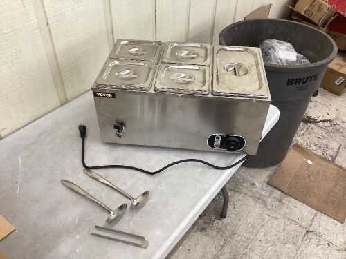 VEVOR 110V 5 Pan Commercial Food Warmer 1x1/3GN and 4x1/6GN, 13.7 Quart Capacity, 1500W  - Lot 295
