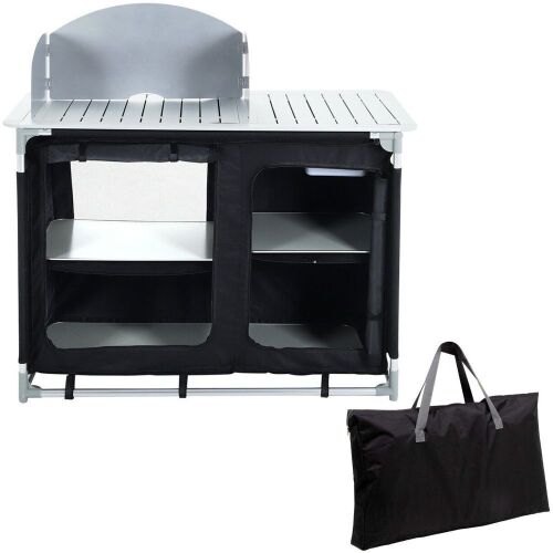 VEVOR Aluminum Portable Camping Kitchen Detachable Windscreen Storage Organizer & Carrying Bag - Lot 447