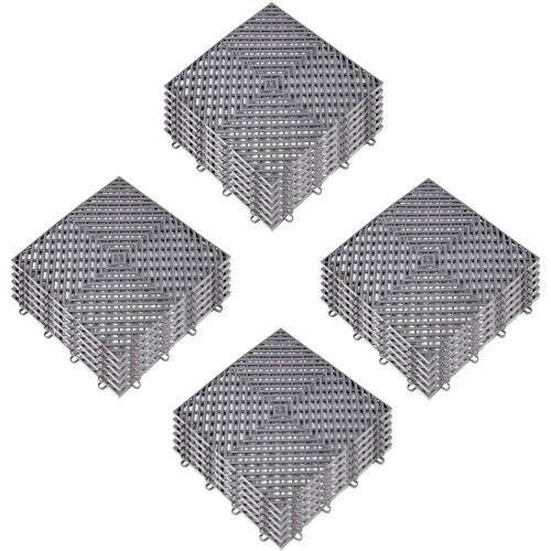 VEVOR Interlocking Deck Drainage Tiles 12x12x0.5 Inches, Gray, 25pc  - Lot 578