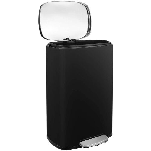 Arlopu 13.2 Gallon Stainless Steel, Soft-Close Step Trash Can with Removable Plastic Inner Bucket - Lot 584