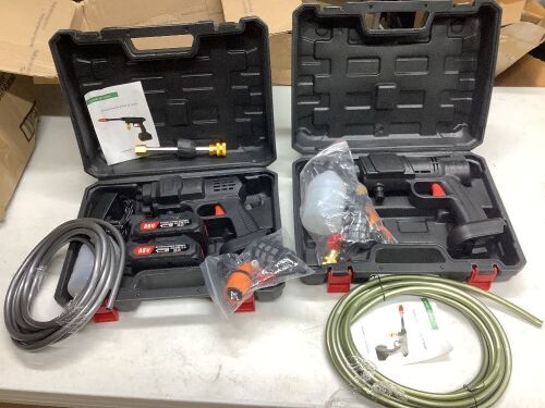 Lot of (2) Cordless High Pressure Car Wash Spray Guns - 2 Batteries & 1 Charger  - Lot 572