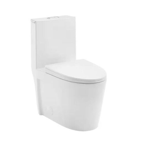 Swiss Madison St. Tropez 1-Piece 1.1/1.6 GPF Dual Flush Elongated Toilet in Glossy White, Seat Included - Lot 60