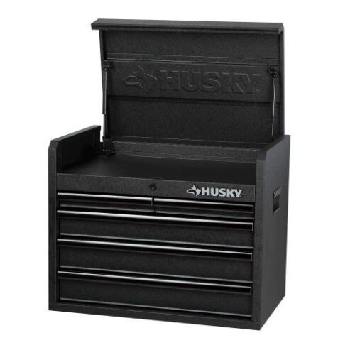 Husky 26 in. W x 15.9 in D Standard Duty 5-Drawer Top Tool Chest in Textured Black - Dented  - Lot 64