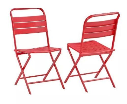 StyleWell Ruby Folding Steel Outdoor Patio Chair, 2 Pack  - Lot 146