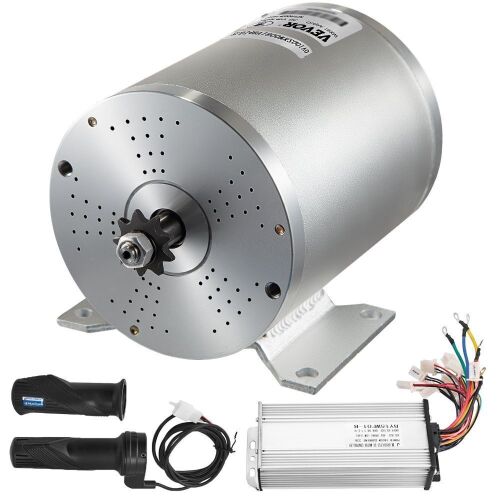 VEVOR 1800W Electric DC Motor Kit - 48V 4500rpm Brushless Motor with 33A High Speed Controller and Throttle Grip Kit for Go Karts E-Bike Electric Throttle Motorcycle Scooter DIY Part - Lot 282
