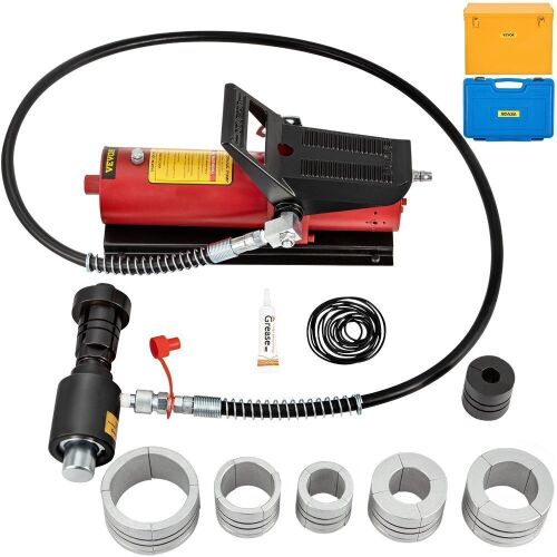 VEVOR Hydraulic Exhaust Pipe Expander, 1-5/8" to 4-1/4" Size, 10 T Pedal Pump Included w/4 Dies and 2 Storing Cases - Cases Damaged - Lot 451
