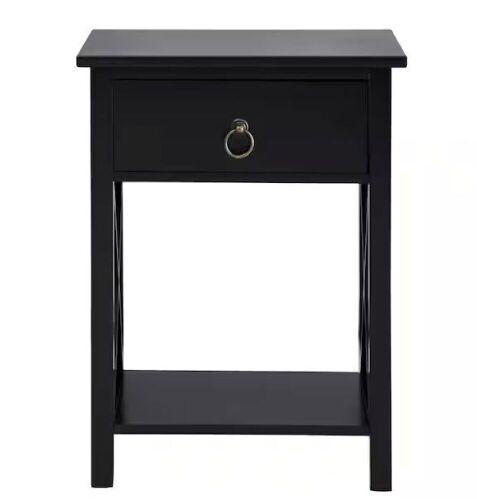 Black 1-Drawer Nightstand - Lot 450