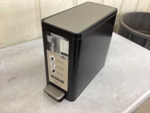 KOHLER 2.5 Gal. Black Stainless Slim Trash Can - Dented on Back  - Lot 456