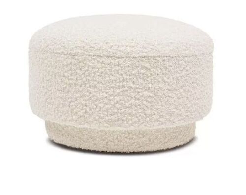 Jennifer Taylor Fuji 15" Mushroom Footstool Ottoman, Ivory White Boucle - Lot 468