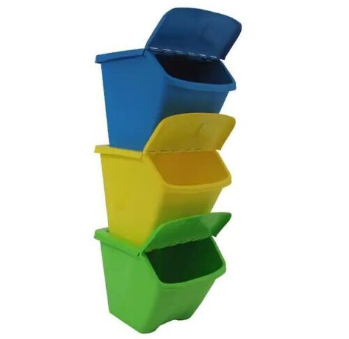 Taurus 30 Gal. Multi-Color Stackable Outdoor Recycling Bin, 3 Pack  - Lot 477