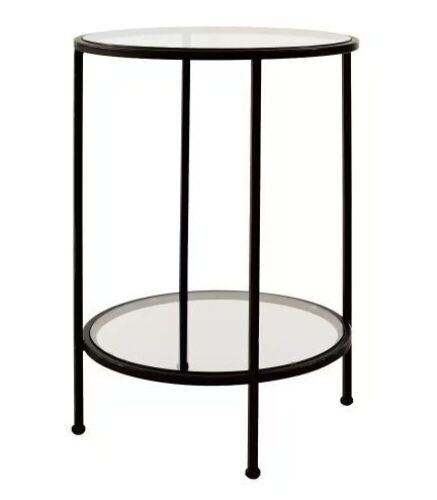 Bella Round Antique Bronze Metal and Glass Accent Table - Lot 514