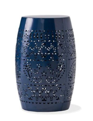 Noble House Ruby Dark Blue Round Metal Outdoor Side Table - Lot 516