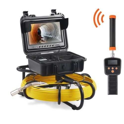 VEVOR Sewer Camera with 512Hz Locator, 165 ft/50 m, 9" Pipeline Inspection Camera with DVR Function, IP68 Camera with 12 Adjustable LEDs, A 16 GB SD Card  - Lot 57