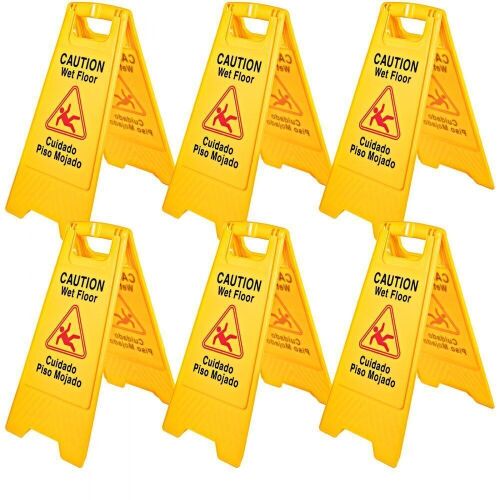 VEVOR 6 Pack Caution Wet Floor Signs 25" Double Sided  - Lot 170