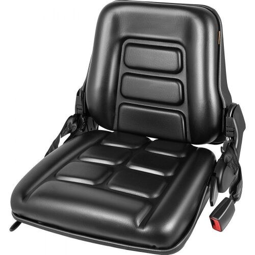 VEVOR Universal High Back Folding Forklift Seat w/ Retractable Seat Belt, Adjustable Backrest and Slide Rail  - Lot 524