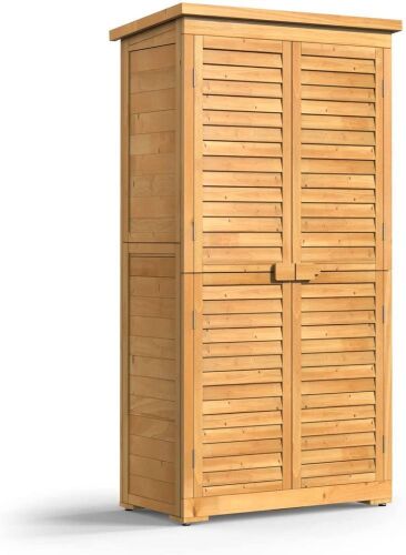 Outdoor Cedar Storage Cabinet - Light Chips in Wood  - Lot 53