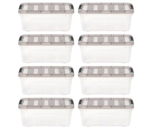 12 qt. Stack & Pull Clear Storage Box w/ Lid, 8 Pack  - Lot 490