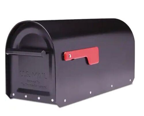 Architectural Mailboxes Sequoia Black, Large, Steel, Heavy Duty Post Mount Mailbox - Lot 500