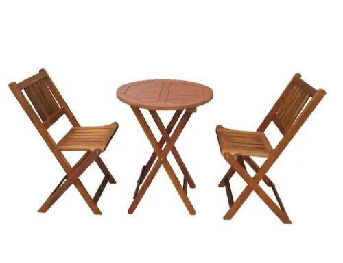 northbeam 3-Piece Acacia Wood Round Outdoor Bistro Set - Lot 47