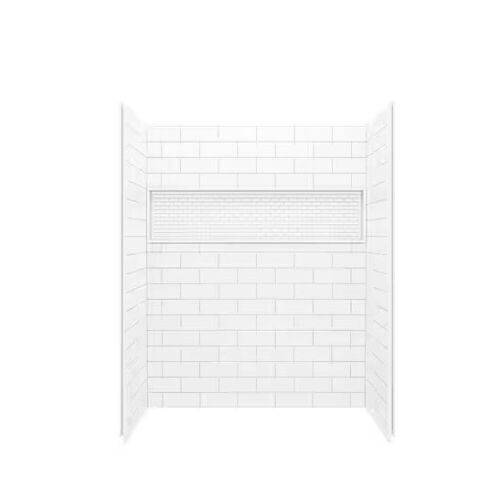 Bootz Industries Nextile 60 in. W x 74 in. H x 30 in. D 4-Piece Direct-to-Stud Alcove Subway Tile Shower Wall Surround in White - Lot 12