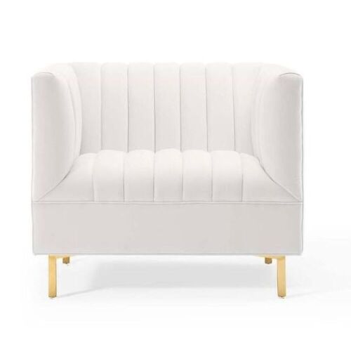 MODWAY Shift Channel in White Tufted Performance Velvet Armchair - Lot 39