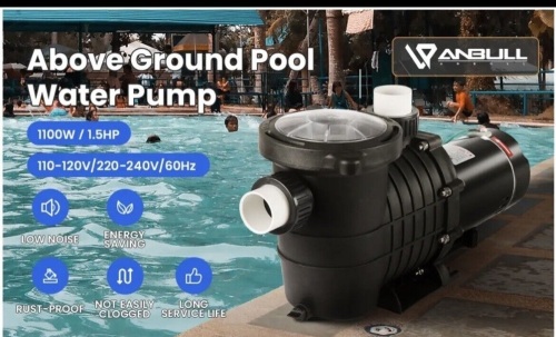 1.5HP Anbull Swimming Pool Pump Motor In/Above Ground w/ Strainer Filter Basket - Lot 2236