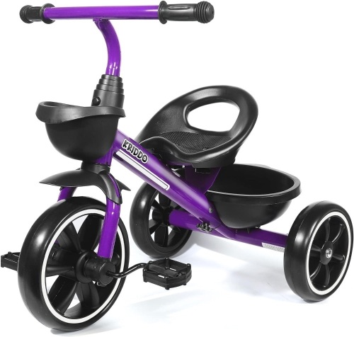 KRIDDO Kids Tricycles Age 24 Month to 4 Years, Trike for 2.5 to 5 Year Old, Gift Tricycles for 2-4 Year Olds, Trikes for Toddlers, Violet - Lot 2190