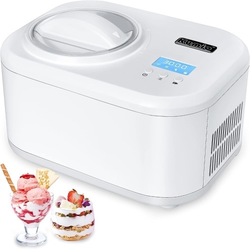 KUMIO 1 Quart Automatic Ice Cream Maker with Compressor, No Pre-freezing, 4 Modes Frozen Yogurt Machine with LCD Display & Timer, Electric Sorbet Maker Gelato Maker, Keep Cool Function - Lot 2195