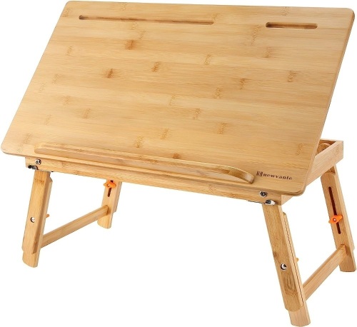 Drawing Table Laptop Desk Adjustable Drafting Desk Foldable Bamboo Bed Tray with Tablet Slot for Adult Kids, Large - Lot 2243