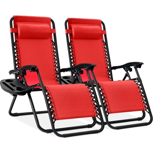 Set of 2 Adjustable Zero Gravity Patio Chair Recliners w/ Cup Holders - Lot 2378