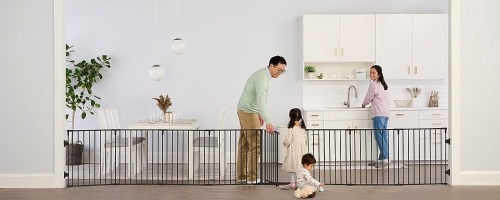 Regalo Super Wide Adjustable Baby Gate and Play Yard, Black, 4-in-1 - Lot 2283