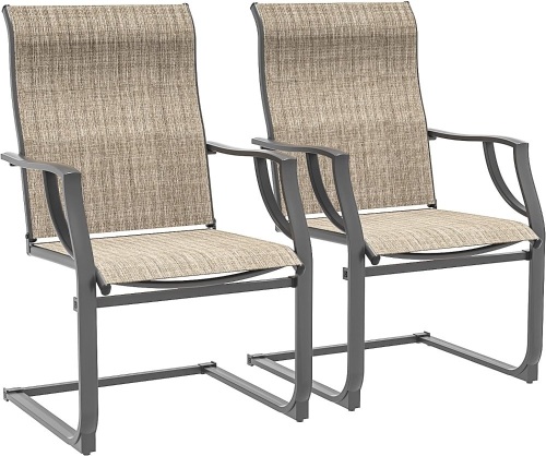 Amopatio Patio Chairs Set of 2, Outdoor Dining Chairs for All Weather, Breathable Garden Outdoor Furniture for Backyard Deck, Brown - Lot 2284