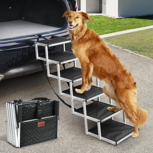Dog Car Ramp for Large Dogs, Lightweight Dog Stairs Support up to 150lbs, Folding Dog Ramp with Increased Nonslip Surface - Lot 2286