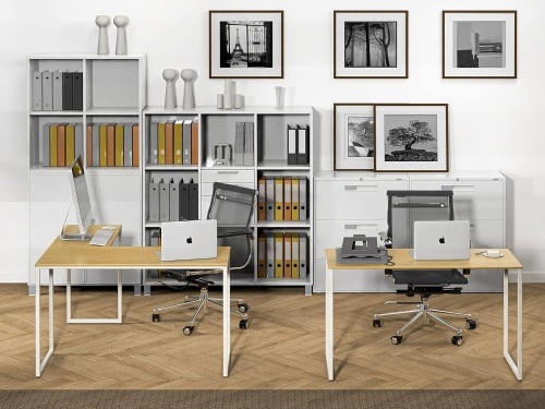 SHW 48-Inch Mission L-Shaped Home Computer Desk, Oak - Lot 2288