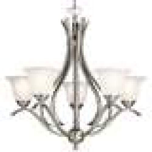 Wide Chandelier with Etched Glass Shades - Lot 2363