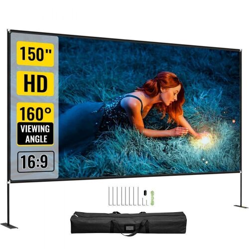 VEVOR Projector Screen with Stand 150inch Portable Movie Screen 16:9 4K HD  - Lot 158