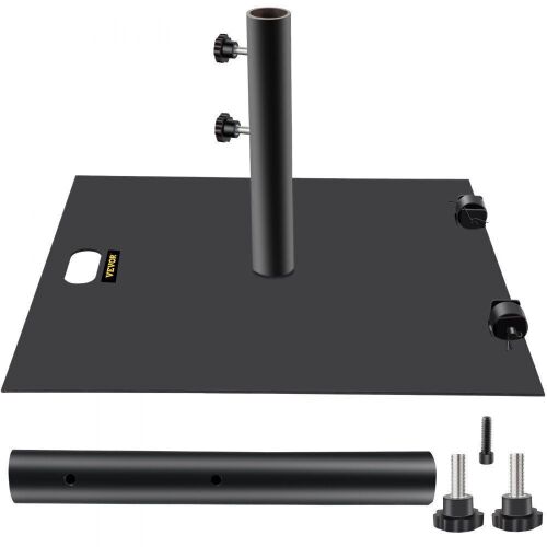 VEVOR 24" Square Cast Iron Umbrella Base, 39lbs, for 1.5-1.875" Umbrella Pole with 14" Height Pipe  - Lot 171