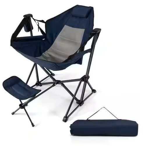Gymax Hammock Camping Chair with Retractable Footrest and Carrying Bag - Lot 218