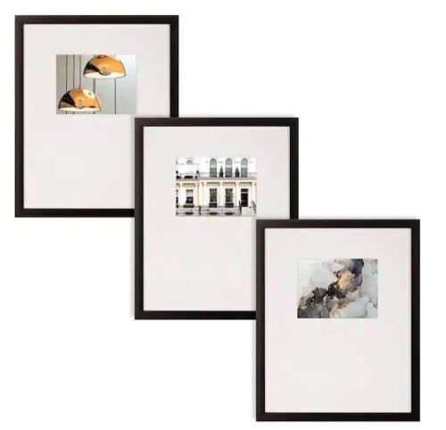 Gallery Wall Set with Offset Mat and Hanging Template Black, Set of 3  - Lot 224