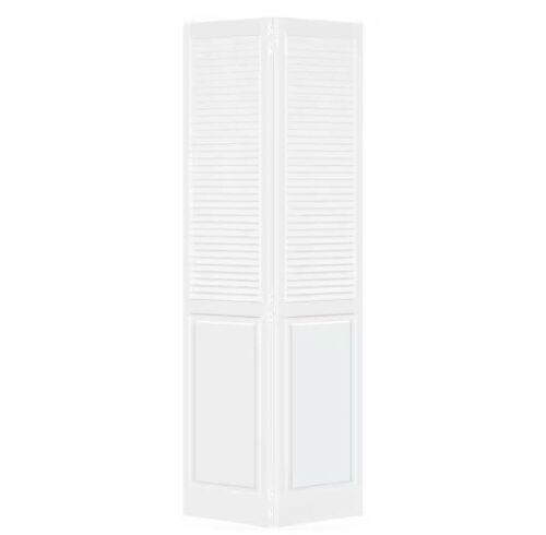 Kimberly Bay 24 in. x 80 in. Traditional Louver Panel White Solid Core Wood Bi-fold Door - Lot 248