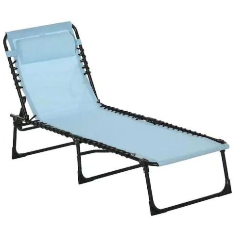 Outsunny Green Metal Outdoor Chaise Lounge with 4-Position Adjustable Backrest  - Lot 293