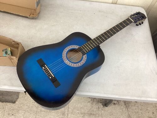 Beginner Acoustic Guitar Set w/ Case, Strap, Digital Tuner, Strings - 38in  - Lot 362