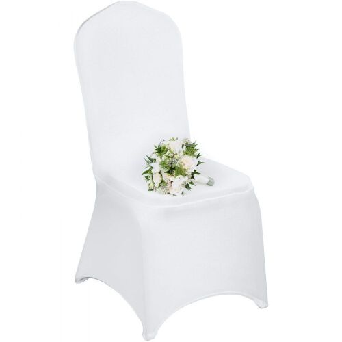 VEVOR 100 Pcs White Polyester Spandex Chair Covers, Flat-Front  - Lot 287