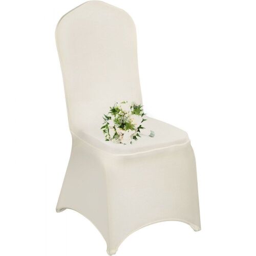 VEVOR 100 PCS Ivory Polyester Spandex Chair Covers, Flat-Front  - Lot 286