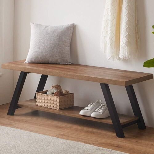LVB Industrial Entryway Bench, 47", Oak  - Lot 185
