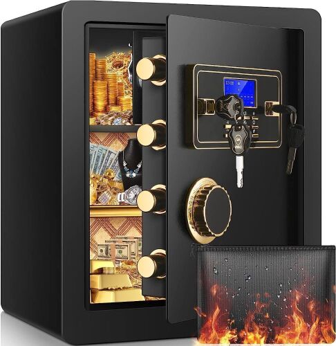 2.12 Cub Fireproof Waterproof, Security Home Safe with Fireproof Document Bag, Inner Cabinet and LCD Display - Lot 189